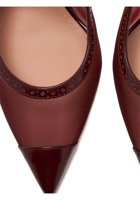 Burgundy mesh-panelled pointed-toe slingback pumps Malone souliers - women MALONE SOULIERS | AUBREY702BRGNDY